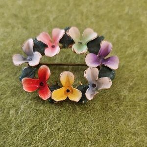 Vintage Enamel Floral Brooch